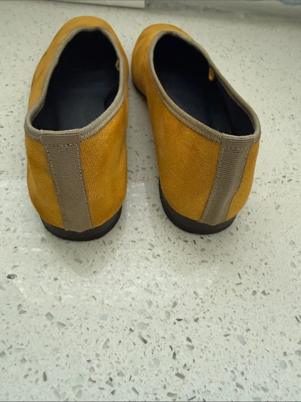 Alex Mill Women's Mustard Canvas Ballet Flats with Neutral Trim